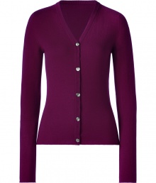 Bring a rich accent to your favorite wardrobe basics with this luxe cashmere cardigan from Lucien Pellat-Finet - V-Neck, front button placket, slim fit - Style with a blouse, pencil skirt and platforms for work, or for an edgier look, with tissue tees, leather leggings and ankle boots Bring a rich accent to your favorite wardrobe basics with this luxe cashmere cardigan from Lucien Pellat-Finet - V-Neck, front button placket, slim fit - Style with a blouse, pencil skirt and platforms for work, or for an edgier look, with tissue tees, leather leggings and ankle boots