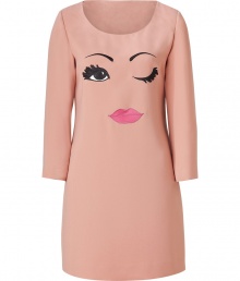 Equal parts cheeky and chic, Moschino C&Cs embroidered wink shift lends a sweetly seductive finish to your look - Scooped neckline, 3/4 sleeves, hidden side zip - Straight silhouette - Team with patent leather ballerinas and metallic clutches for cocktails Equal parts cheeky and chic, Moschino C&Cs embroidered wink shift lends a sweetly seductive finish to your look - Scooped neckline, 3/4 sleeves, hidden side zip - Straight silhouette - Team with patent leather ballerinas and metallic clutches for cocktails