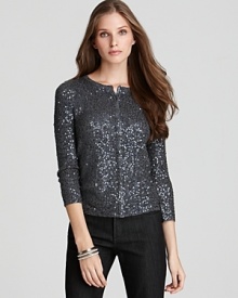 Throw on this shimmering sequined C by Bloomingdale's cardigan for a glamorous quick-fix any day of the week. Throw on this shimmering sequined C by Bloomingdale's cardigan for a glamorous quick-fix any day of the week.