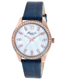 Look beautiful in blue with this eye-catching leather watch from Kenneth Cole New York.