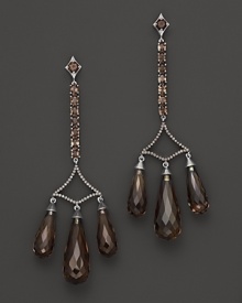 Badgley Mischka Smokey Quartz With Brown Diamond Drop Earrings