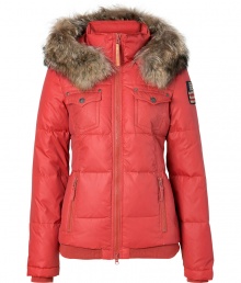Stay warm in style this season in True Religions matte finish quilted down jacket, detailed with cozy raccoon fur trim for an ultra luxe finish - Stand-up collar, hood with removable fur trim, long sleeves with stitched flag patch, two-way front zip, zippered and buttoned front pockets, contrast ribbed knit hidden cuffs and hemline - Flattering slim, straight fit - Team with cozy knit accessories and statement boots Stay warm in style this season in True Religions matte finish quilted down jacket, detailed with cozy raccoon fur trim for an ultra luxe finish - Stand-up collar, hood with removable fur trim, long sleeves with stitched flag patch, two-way front zip, zippered and buttoned front pockets, contrast ribbed knit hidden cuffs and hemline - Flattering slim, straight fit - Team with cozy knit accessories and statement boots