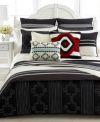 Adorn your bed with this throw pillow from Lauren Ralph Lauren, featuring black and turquoise shapes that create a unique needlepoint design. Zipper closure.