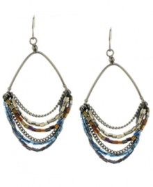 Chic chandeliers! Kenneth Cole New York lends a modern edge to chandelier earrings with a stylish swag silhouette. Embellished with multicolored bugle bead strands, they're made in hematite tone mixed metal. Approximate drop: 2 inches.