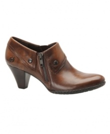 Stud embellishment and zipper detailing have an edgy effect on Born's Tanya shooties. Made in full grain leather with a round-toe silhouette, they include a sturdy stacked wooden heel. Stud embellishment and zipper detailing have an edgy effect on Born's Tanya shooties. Made in full grain leather with a round-toe silhouette, they include a sturdy stacked wooden heel.