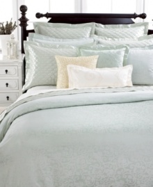 This Circa bedskirt from Martha Stewart Collection features crisp pleats that surround your bed for a casually tailored look. This Circa bedskirt from Martha Stewart Collection features crisp pleats that surround your bed for a casually tailored look.