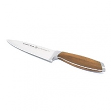 Made from German stainless steel and hand sculpted Asian teak wood, Schmidt Brothers' 6 petit chef knife is an essential culinary tool.