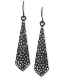 Moody accents captivate on these linear drop earrings form BCBGeneration. Crafted in hematite tone mixed metal. Approximate drop: 1-1/2 inches. Moody accents captivate on these linear drop earrings form BCBGeneration. Crafted in hematite tone mixed metal. Approximate drop: 1-1/2 inches.