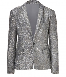 Shimmer into cocktail hour glamour in Zadig & Voltaires allover sequined blazer, detailed in tonal shades of silver for ultra modern results guaranteed to make an impact - Notched lapel, long sleeves, slit cuffs, single button closure, flap and slit pockets, back vent - Tailored fit - Wear with everything from tees and jeans to cocktail dresses and platforms Shimmer into cocktail hour glamour in Zadig & Voltaires allover sequined blazer, detailed in tonal shades of silver for ultra modern results guaranteed to make an impact - Notched lapel, long sleeves, slit cuffs, single button closure, flap and slit pockets, back vent - Tailored fit - Wear with everything from tees and jeans to cocktail dresses and platforms