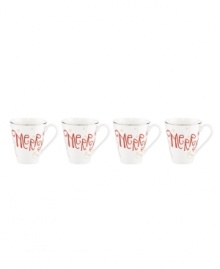 Celebrate Christmas around the table with the irresistibly festive Eat, Drink, Be Merry mugs from Lenox. Snow-white porcelain trimmed in platinum and decked with ornaments is perfect for hot cocoa and spiced cider. (Clearance) Celebrate Christmas around the table with the irresistibly festive Eat, Drink, Be Merry mugs from Lenox. Snow-white porcelain trimmed in platinum and decked with ornaments is perfect for hot cocoa and spiced cider. (Clearance)
