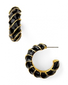 Make easy glamour your signature with Kenneth Jay Lane's enamel and gold-plated hoop earrings. This simple pair makes a versatile choice, so wear them busy day or night.