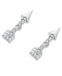 Pointing the way to cute style, these arrow stud earrings from Juicy Couture are embellished with glittering crystal accents. Crafted in silver tone mixed metal. Approximate drop: 1/2 inch. Pointing the way to cute style, these arrow stud earrings from Juicy Couture are embellished with glittering crystal accents. Crafted in silver tone mixed metal. Approximate drop: 1/2 inch.