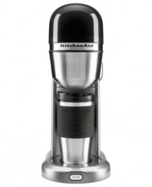 Time to get personal. Make mornings even easier with this compact coffee maker, which makes 18 ounces of your favorite gourmet blend in a convenient insulated mug. The unique design of the mug's lid pours just like a carafe and also lets you grab & go for coffee on the run. 1-year hassle-free replacement warranty. Model KCM0402ACS. Time to get personal. Make mornings even easier with this compact coffee maker, which makes 18 ounces of your favorite gourmet blend in a convenient insulated mug. The unique design of the mug's lid pours just like a carafe and also lets you grab & go for coffee on the run. 1-year hassle-free replacement warranty. Model KCM0402ACS.