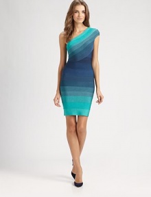 An ombre effect elevates the sleek, form sitting silhouette of this asymmetrical design.Asymmetrical necklineBandage constructionBack zipAbout 21 from natural waistRayon/nylon/spandexDry cleanImportedModel shown is 5'11 (180cm) wearing US size Small. An ombre effect elevates the sleek, form sitting silhouette of this asymmetrical design.Asymmetrical necklineBandage constructionBack zipAbout 21 from natural waistRayon/nylon/spandexDry cleanImportedModel shown is 5'11 (180cm) wearing US size Small.