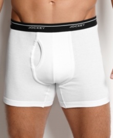 3 pack boxer briefs by Jockey is tailored fit designed and made from 100% cotton for breathability. 3 pack boxer briefs by Jockey is tailored fit designed and made from 100% cotton for breathability.