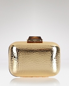 A shining example of evening style. This boxy, KOTUR clutch strikes it rich in brass with a palm-perfect shape. A shining example of evening style. This boxy, KOTUR clutch strikes it rich in brass with a palm-perfect shape.