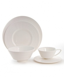 Inspired by the natural beauty of a sea shell, this place settings collection features modern shapes and clean lines. A brilliant use of texture, the contrasting matte and gloss finishes make this set a beautiful addition to your tabletop. Inspired by the natural beauty of a sea shell, this place settings collection features modern shapes and clean lines. A brilliant use of texture, the contrasting matte and gloss finishes make this set a beautiful addition to your tabletop.