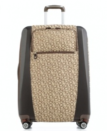 Sign off on the trip of a lifetime-logo-printed signature jacquard takes charge of every trip with standout style that puts your confidence in this hybrid bag. An innovative mix of hardside and softside on this easy-glide spinner makes traveling a breeze and durability a guarantee. The fully-lined interior includes a mesh zippered pocket and tie-downs for order in the air. 10-year warranty. Sign off on the trip of a lifetime-logo-printed signature jacquard takes charge of every trip with standout style that puts your confidence in this hybrid bag. An innovative mix of hardside and softside on this easy-glide spinner makes traveling a breeze and durability a guarantee. The fully-lined interior includes a mesh zippered pocket and tie-downs for order in the air. 10-year warranty.