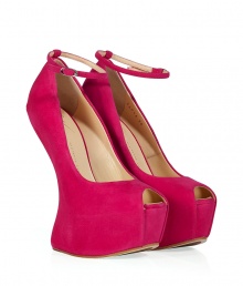 Inject a sultry, surreal edge into your outfit with Giuseppe Zanottis exquisitely modern platform peep-toes - Peep-toe, modified contoured wedge, overlasted platform, thin ankle strap with buckle closure - Wear as a statement finish to fancy party frocks Inject a sultry, surreal edge into your outfit with Giuseppe Zanottis exquisitely modern platform peep-toes - Peep-toe, modified contoured wedge, overlasted platform, thin ankle strap with buckle closure - Wear as a statement finish to fancy party frocks