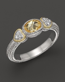 Judith Ripka Sterling Silver and 18K Gold Ambrosia Stackable Ring with White Sapphires and Canary Crystal