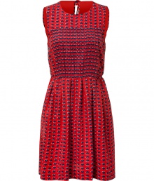 Stylish dress in fine, pure bright red patterned silk - Smooth, lightweight fabric drapes beautifully - Chic, all-over heart print - Slim, sleeveless bodice with pleat detail at chest - Round neck key hole detail and ribbon tie at nape of neck - Figure-flattering gathered waist - Gently pleated skirt hits above the knee - Feminine and fun, perfect for parties and evenings out - Pair with peep toe pumps or flat leather sandals Stylish dress in fine, pure bright red patterned silk - Smooth, lightweight fabric drapes beautifully - Chic, all-over heart print - Slim, sleeveless bodice with pleat detail at chest - Round neck key hole detail and ribbon tie at nape of neck - Figure-flattering gathered waist - Gently pleated skirt hits above the knee - Feminine and fun, perfect for parties and evenings out - Pair with peep toe pumps or flat leather sandals