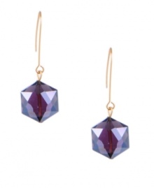 Kenneth Cole New York's faceted bead drop earrings may be delicate by design, but their potent shade of purple packs a punch--making them a stylish choice for the fall season. Crafted in gold tone mixed metal and violet-colored organic glass. Approximate drop: 1-1/2 inches. Kenneth Cole New York's faceted bead drop earrings may be delicate by design, but their potent shade of purple packs a punch--making them a stylish choice for the fall season. Crafted in gold tone mixed metal and violet-colored organic glass. Approximate drop: 1-1/2 inches.