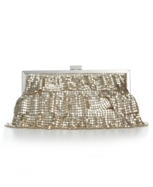 Light up your look with a fabulous evening clutch featuring metallic mesh ruffles. This fabulous design by Jessica McClintock pairs perfectly with your favorite LBD. Light up your look with a fabulous evening clutch featuring metallic mesh ruffles. This fabulous design by Jessica McClintock pairs perfectly with your favorite LBD.