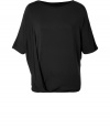 A relaxed silhouette offers pared-down chic to this dolman sleeve top from Malene Birger - Bateau neck, short dolman sleeves, asymmetric draped side detail, relaxed silhouette - Wear with skinny jeans, a leather jacket, and high heel booties