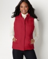Add sporty flair to any outfit when you wear this petite Charter Club puffer vest. Quilted fabric and subtle details make this a classic piece for chilly days. (Clearance)
