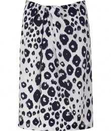 On-trend ivory and night animal print silk skirt from Ferragamo - Stand out in a crowd with this luxe-yet-edgy skirt - Pencil silhouette with a draped front detail and fun animal print - Pair with fishnets, a cashmere pullover, and platform heels On-trend ivory and night animal print silk skirt from Ferragamo - Stand out in a crowd with this luxe-yet-edgy skirt - Pencil silhouette with a draped front detail and fun animal print - Pair with fishnets, a cashmere pullover, and platform heels