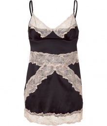 Stella McCartney brings her high fashion aesthetic to intimates with delicate vintage detailing and subtly sexy cuts - Black silk and lace with soft cups, lace waist and hem detail - Wear with matching panties for seductive lounging or under a sheer blouse Stella McCartney brings her high fashion aesthetic to intimates with delicate vintage detailing and subtly sexy cuts - Black silk and lace with soft cups, lace waist and hem detail - Wear with matching panties for seductive lounging or under a sheer blouse