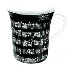 Whimsical drinkware to add fun and color to the table. Konitz mugs feature the highest quality color and glaze. White text of a piece of music on black ground. Whimsical drinkware to add fun and color to the table. Konitz mugs feature the highest quality color and glaze. White text of a piece of music on black ground.