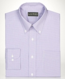 Keep it trim with the sleek silhouette of this slim-fit dress shirt from Lauren by Ralph Lauren. Keep it trim with the sleek silhouette of this slim-fit dress shirt from Lauren by Ralph Lauren.