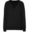 Perfectly edgy with its tonal studded trim, Vanessa Bruno Ath?s soft V-neck pullover counts as a city-chic must - V-neckline, raglan long sleeves with black pyramid stud embellishment at front seams - Classic straight fit - Wear with everything from jeans and tees to micro-minis and ankle boots