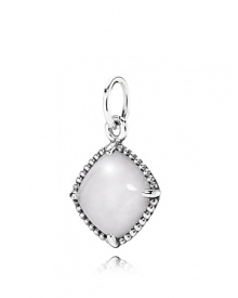 Polished quartzite in a sterling silver beaded setting makes for a timeless PANDORA pendant. Polished quartzite in a sterling silver beaded setting makes for a timeless PANDORA pendant.