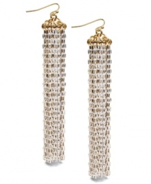 Trend alert: tassels are in! With a multitude of white plated gold tone mixed metal chains, INC International Concepts' shoulder-dusting style is sure to turn heads. Approximate drop: 3-1/2 inches.