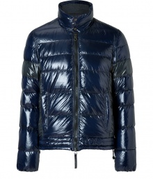 A sleek patina and cool contrast paneling lend this Duvetica down jacket its sporty and stylish edge - Wind- and water-resistant dark blue and black polyamide, two-way front zip, stand-up collar with snap closures, side slit pockets - Straight cut fits close to the body for extra warmth - Pair with jeans, chinos, cords and athletic pants A sleek patina and cool contrast paneling lend this Duvetica down jacket its sporty and stylish edge - Wind- and water-resistant dark blue and black polyamide, two-way front zip, stand-up collar with snap closures, side slit pockets - Straight cut fits close to the body for extra warmth - Pair with jeans, chinos, cords and athletic pants