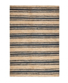 A classic navy blue stripe mingles with neutral tones, creating a casual, care-free area rug from Lauren Ralph Lauren. Hand-knotted of pure jute and natural hemp, the Cliff Stripe rug is as durable as it is smart in style. A classic navy blue stripe mingles with neutral tones, creating a casual, care-free area rug from Lauren Ralph Lauren. Hand-knotted of pure jute and natural hemp, the Cliff Stripe rug is as durable as it is smart in style.