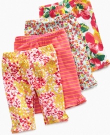 She'll have a leg up on comfort and style in a pair of these bright print leggings from First Impressions. She'll have a leg up on comfort and style in a pair of these bright print leggings from First Impressions.