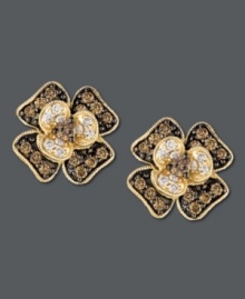 Spring-time sparkle adds an element of bliss. Le Vian's sweet stud earrings are perfected by round-cut chocolate diamonds (3/8 ct. t.w.) and round-cut white diamonds (1/8 ct. t.w.) set in 14k gold. Approximate diameter: 1/2 inch. Spring-time sparkle adds an element of bliss. Le Vian's sweet stud earrings are perfected by round-cut chocolate diamonds (3/8 ct. t.w.) and round-cut white diamonds (1/8 ct. t.w.) set in 14k gold. Approximate diameter: 1/2 inch.