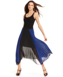 INC's got a whole new way to wear colorblock: a pleated petite midi looks decidedly modern and totally chic in bold black and vibrant blue! INC's got a whole new way to wear colorblock: a pleated petite midi looks decidedly modern and totally chic in bold black and vibrant blue!