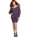 Party it up in Baby Phat's long sleeve plus size dress, punctuated by a banded hem.