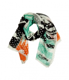 Inject a stylish accent to your day look with this ultra-chic printed scarf from Diane von Furstenburg- Easy-to-style length, all-over polka dot and abstract stripe print, frayed detailed trim, logo detail - Pair with a jeans-and-tee ensemble or tie it onto your It bag for extra on-trend pizzazz Inject a stylish accent to your day look with this ultra-chic printed scarf from Diane von Furstenburg- Easy-to-style length, all-over polka dot and abstract stripe print, frayed detailed trim, logo detail - Pair with a jeans-and-tee ensemble or tie it onto your It bag for extra on-trend pizzazz