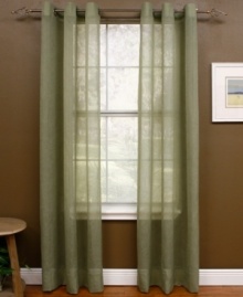 Sheer elegance. Semi-sheer crushed voile makes for beautiful draping and allows natural light to filter in, while brushed nickel grommets finish the look with classic style. Sheer elegance. Semi-sheer crushed voile makes for beautiful draping and allows natural light to filter in, while brushed nickel grommets finish the look with classic style.