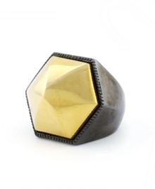 Fashionably faceted. Add some geometric glamour to your style with this chic cocktail ring from Vince Camuto. Crafted in a chic combination of gold tone and hematite tone mixed metal. Size 7.