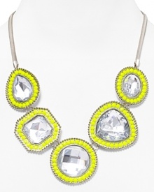 Electric shades are a bright way to accent every look, and this crystal necklace from Aqua is wholly head-turning. We love the piece's chunky look - rock it against a neutral palette for a color-pop contrast. Electric shades are a bright way to accent every look, and this crystal necklace from Aqua is wholly head-turning. We love the piece's chunky look - rock it against a neutral palette for a color-pop contrast.