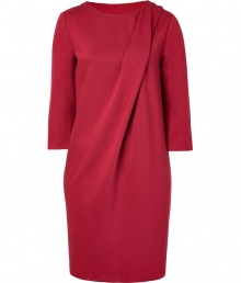 Simple and chic, Cacharels draped dress guarantees a flawless effortless edge to your look - Rounded neckline, 3/4 sleeves, folded shoulder detail, side slit pockets, kick pleat - Softly draped fit - Wear with boots and totes, or dress up with clutches and heels