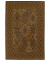 A traditional panel design is woven of supreme New Zealand wool in the Ellsworth area rug in antique tones of mocha, brown, celadon and beige for a truly rich addition to old-world interiors. Made in the USA.