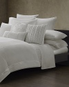 The sophisticated, elegant Ming Collection is comprised of two sets of interchangeable, complimentary motifs that can stand alone or be mixed and matched. The luxuriously soft cotton sateen assortments include sheets, pillowcases, shams, and duvet with a double border of fretwork embroidery.400-thread count12 X 24Feather/down insertCottonDry cleanImported