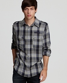 A cool edition to your cultivated casual look, this plaid classic fit button down shirt is the perfect addition to your daily look. A cool edition to your cultivated casual look, this plaid classic fit button down shirt is the perfect addition to your daily look.